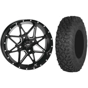 Set of 2 Mounted Wheel and Tire Kit Wheel: 14x7 5+2 4/137 Tire: 27x11-14 8 Ply