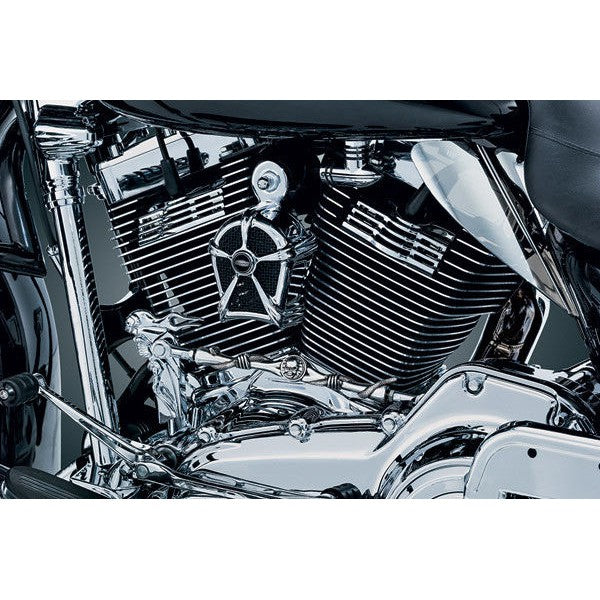 Kuryakyn Mach 2 Two Chrome Horn Cover / Black Mesh Accent Harley 1995-2017