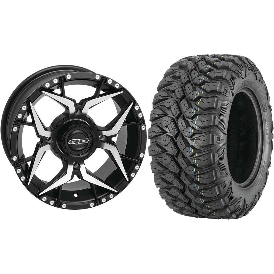 Set of 2 Mounted Wheel and Tire Kit Wheel: 14x7 5+2 4/137 Tire: 27x11-14 8 Ply