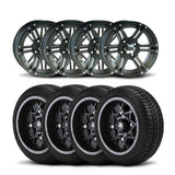 Carrito de golf ITP con ruedas negras mecanizadas de 12" y neumáticos diagonales Ultra GT [215/40-12]