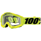 100% Gen1 Accuri OTG Goggles Fluorescent Yellow with Clear Lens - 50204-004-02