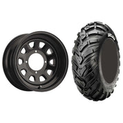 Set of 2 Mounted Wheel and Tire Kit Wheel: 12x7 5+2 4/137 12mm Tire: 25x8-12 6 Ply