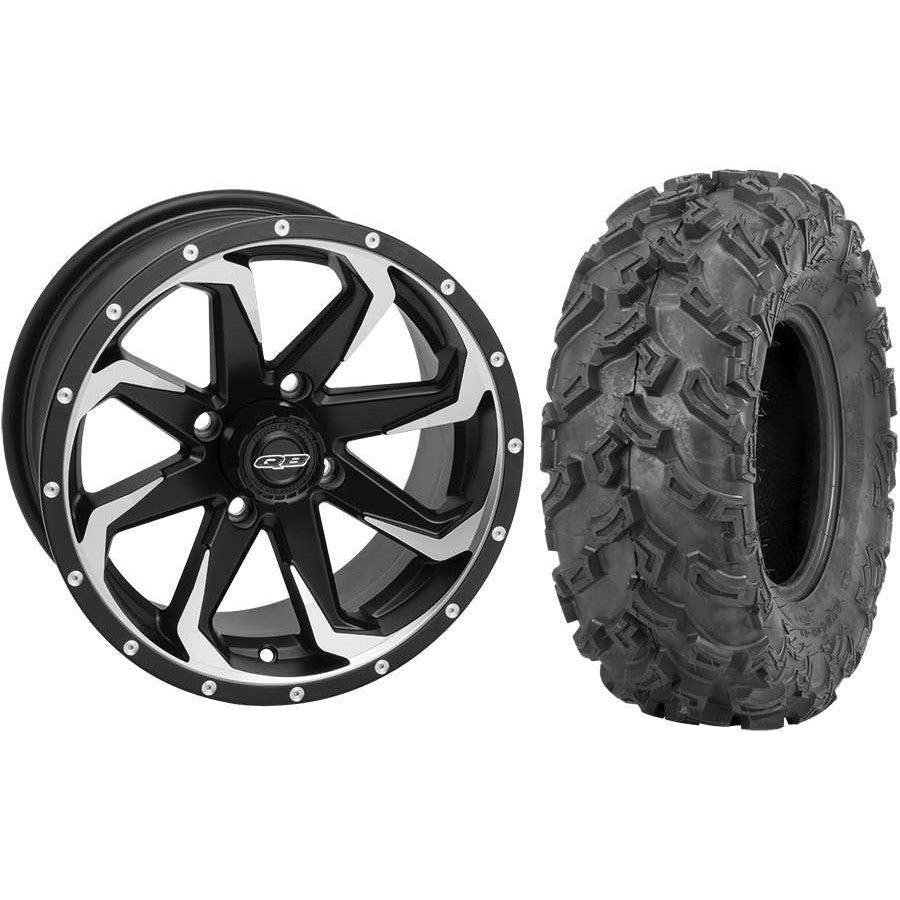 Set of 2 Mounted Wheel and Tire Kit Wheel: 14x7 5+2 4/110 Tire: 27x9-14 6 Ply