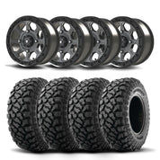 Set of Four Bullite Ruler Wheels 14" Gray And Kenda K3204R Klever XT Tires [30x10-14]
