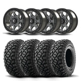 Juego de cuatro ruedas Bullite Ruler de 14" grises y neumáticos Kenda K3204R Klever XT [30x10-14]
