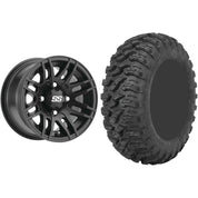 Set of 2 Mounted Wheel and Tire Kit Wheel: 14x7 4+3 4/156 Tire: 26x9-14 8 Ply