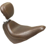 Mustang Wide Tripper Solo Seat Smooth With Backrest Brown For Harley-Davidson Softail Slim 2018-2021 83049