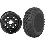 Set of 2 Mounted Wheel and Tire Kit Wheel: 12x7 4+3 4/110 Tire: 25x10-12 8 Ply