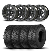 Set of Four Bullite Ruler Wheels 14" Gray And Kenda K576A Kongur Tires [30x10R-14]