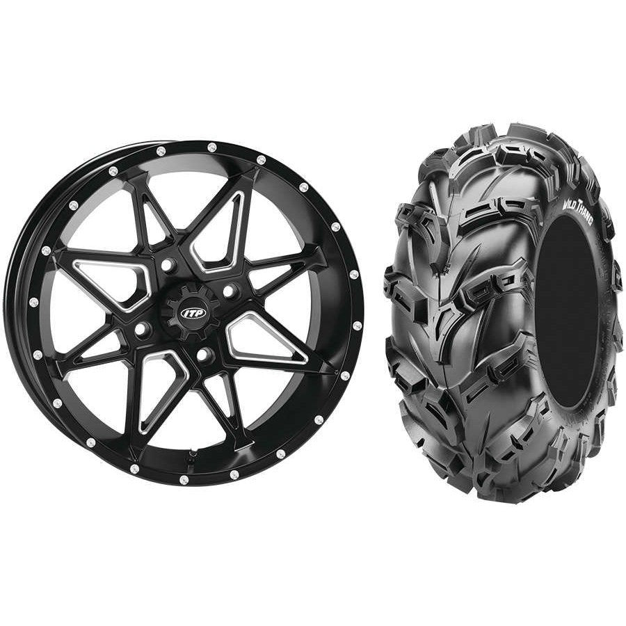 Set of 2 Mounted Wheel and Tire Kit Wheel: 14x7 2+5 4/110 Tire: 28x11-14 6 Ply