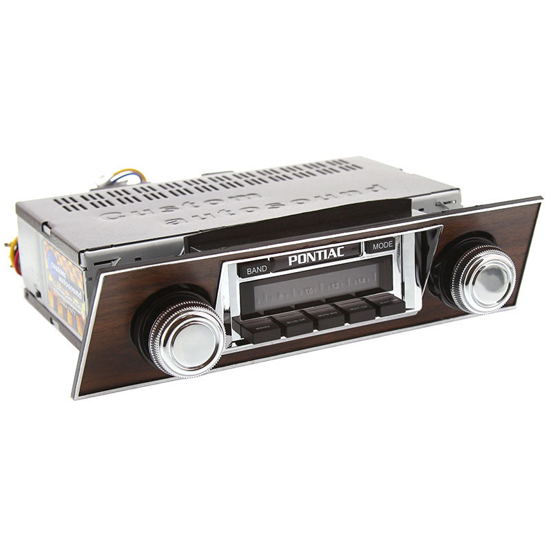 Custom Autosound 1968 Firebird Classic Car Stereo With Burlwood Bezel and Bluetooth