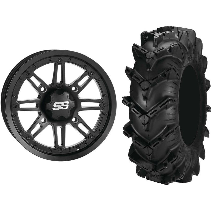 Set of 2 Mounted Wheel and Tire Kit Wheel: 14x7 2+5 4/110 Tire: 37x10-14 6 Ply