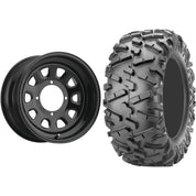 Set of 2 Mounted Wheel and Tire Kit Wheel: 14x7 4+3 4/137 Tire: 27x9-14 6 Ply