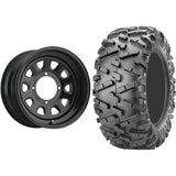 Set of 2 Mounted Wheel and Tire Kit Wheel: 14x7 4+3 4/137 Tire: 27x9-14 6 Ply