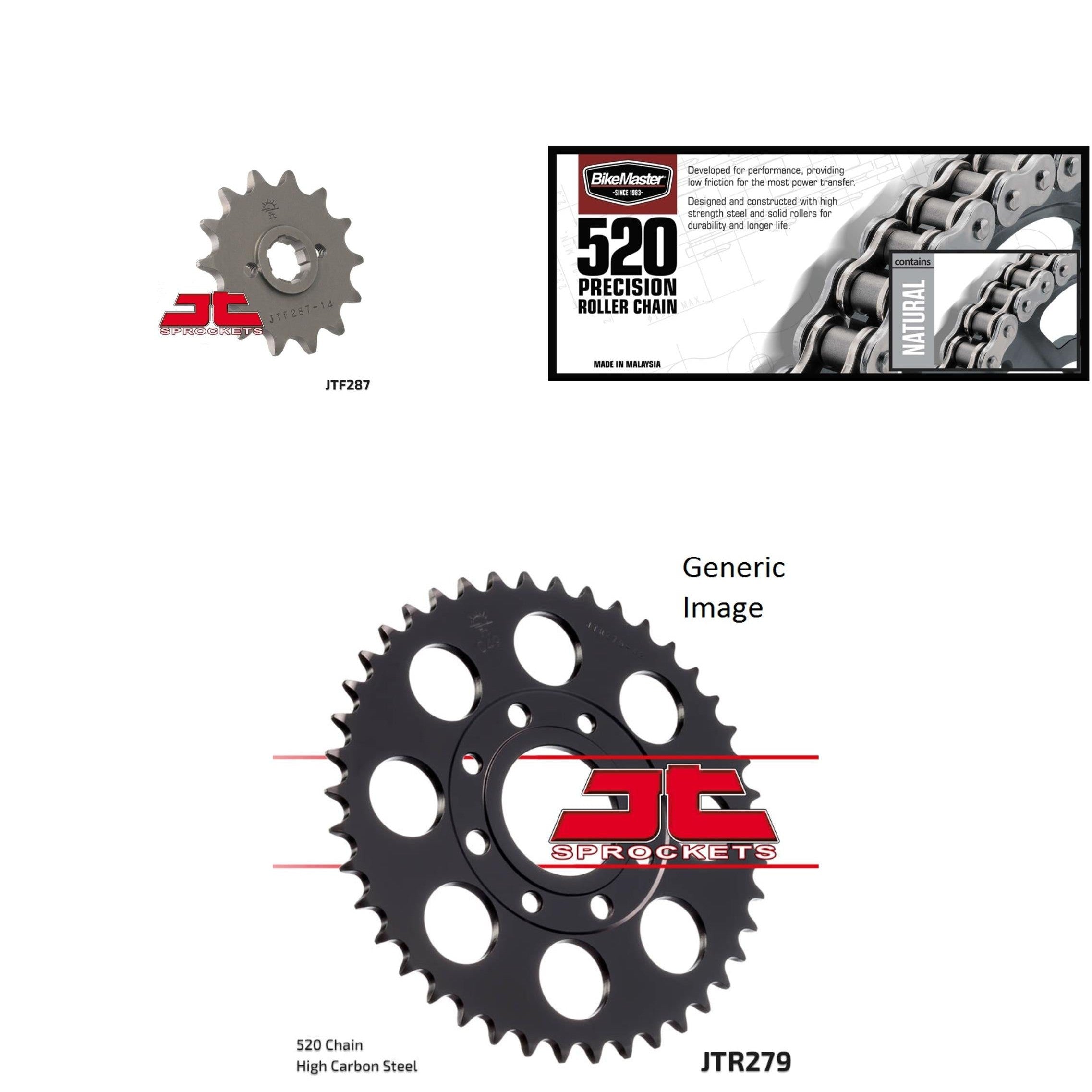 520 Chain Natural, Front & Rear Sprocket Kit HONDA CB250 Nighthawk 1991-2008