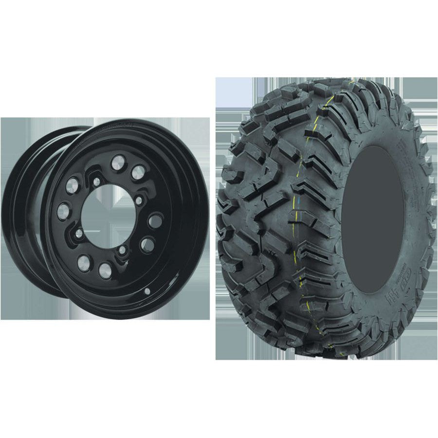 Set of 2 Mounted Wheel and Tire Kit Wheel: 14x7 4+3 4/156 Tire: 28x10-14 8 Ply