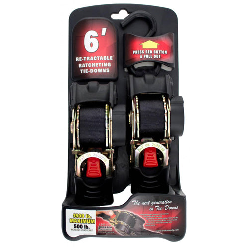 ERICKSON RETRACTABLE RATCHETING TIE DOWN STRAPS - 1 X 6FT
