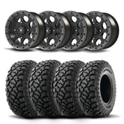 Set of Four Bullite Ruler Wheels 14" Gray And Kenda K3204R Klever XT Tires [27x11R-14]