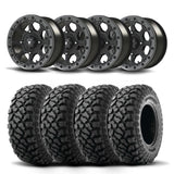 Juego de cuatro rines Bullite Ruler de 14" grises y neumáticos Kenda K3204R Klever XT [27x11R-14]