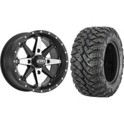 Set of 2 Mounted Wheel and Tire Kit Wheel: 14x7 5+2 4/156 Tire: 27x9-14 8 Ply