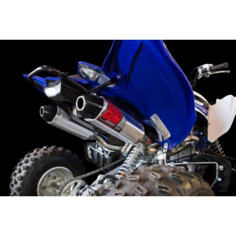Big Gun EXO Brushed Aluminum Dual Full Exhaust System With Black End Tip For Yamaha Raptor 700 R