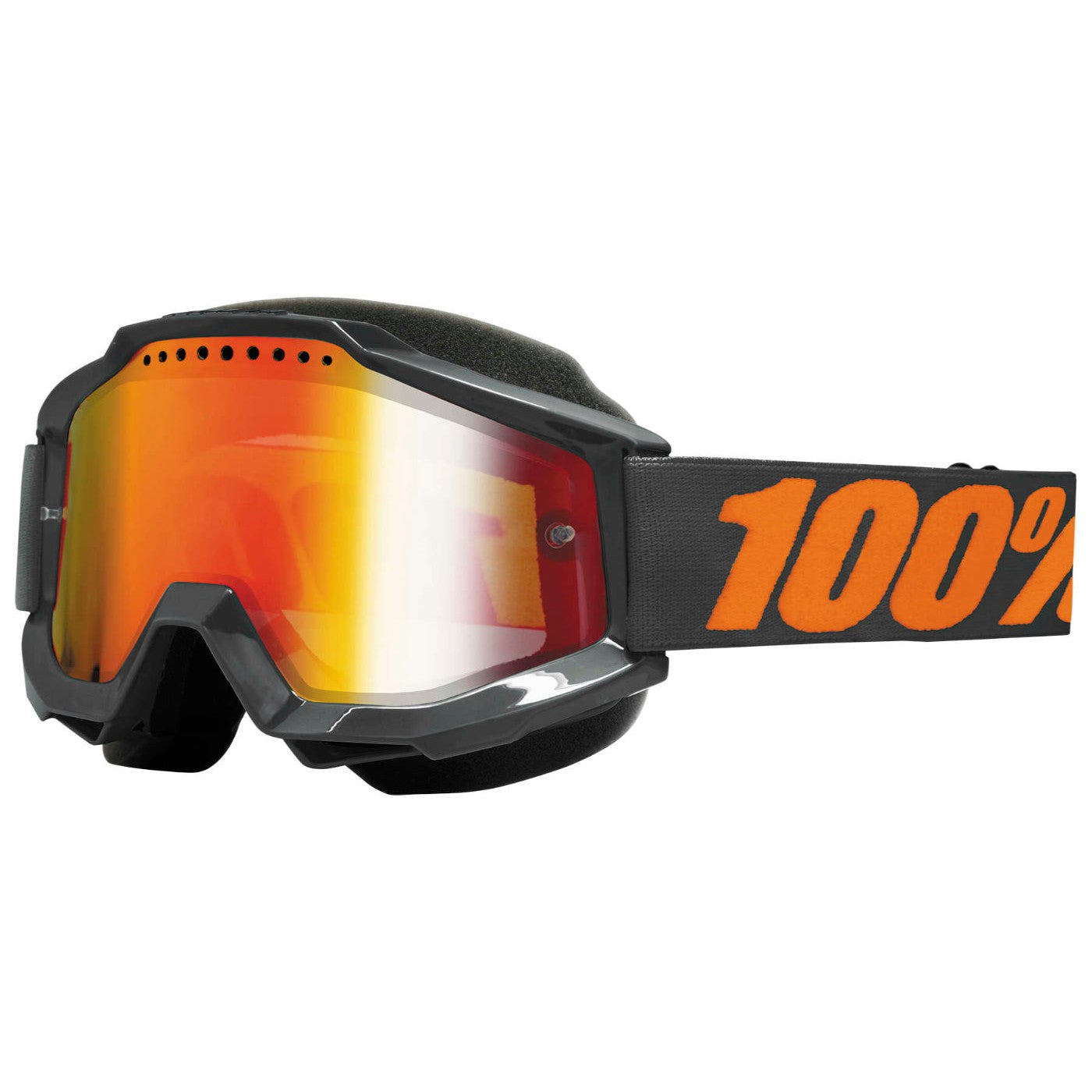 100% Gen1 Accuri Snow Goggles Gunmetal with Red Mirror Lens - 50213-025-02