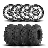 Rines ITP SS212 de 12" mecanizados en negro y neumáticos Mega Mayhem [28x9-12]
