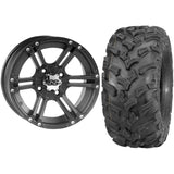 Set of 2 Mounted Wheel and Tire Kit Wheel: 12x7 5+2 4/110 Tire: 26x11-12 6 Ply