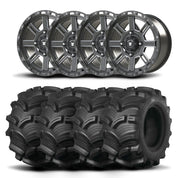 Set of Four Bullite Lancer Wheels 14" Gray And Kenda K538 Executioner Tires [28x11-14]