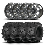Set of Four Bullite Lancer Wheels 14" Gray And Kenda K538 Executioner Tires [28x11-14]