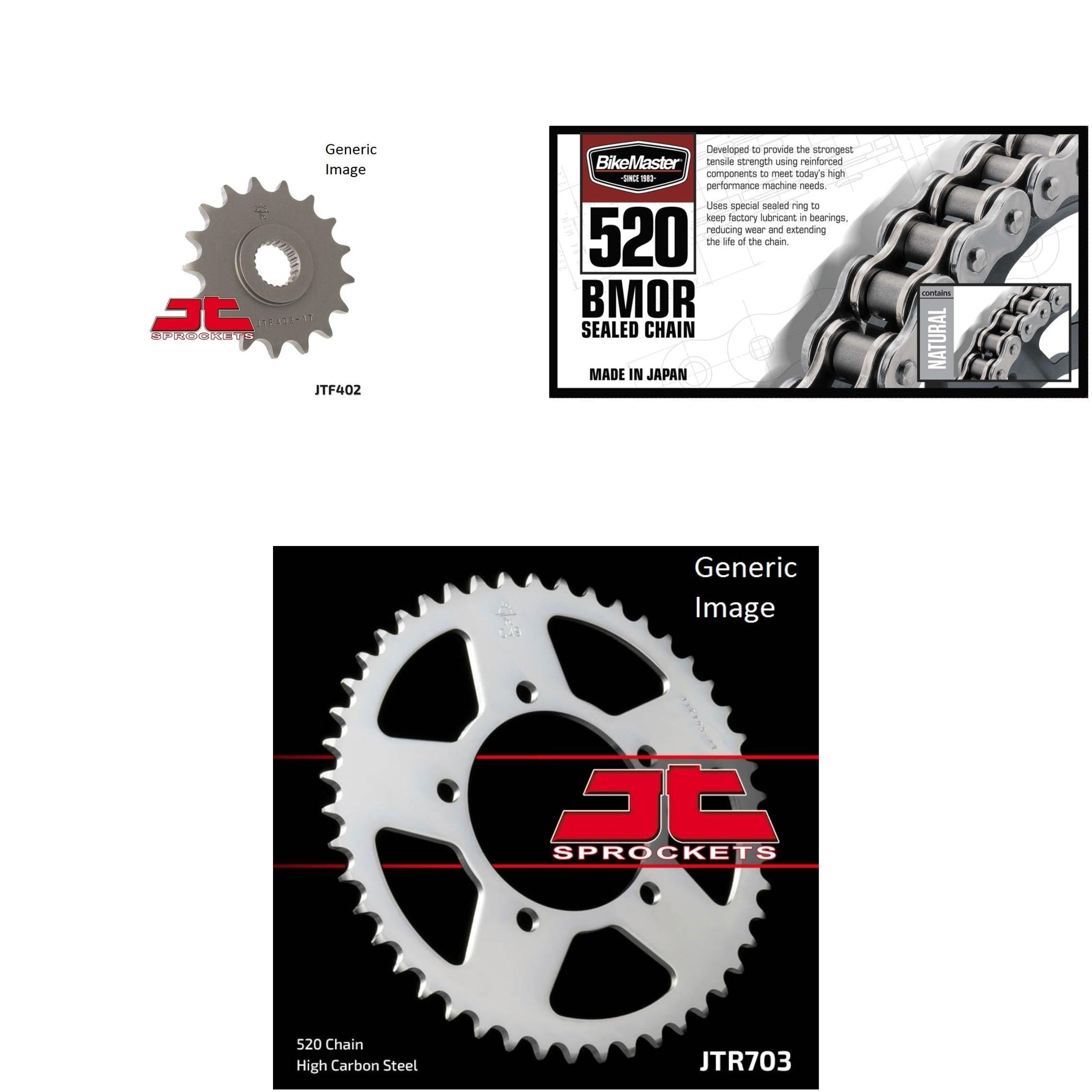 520 BMOR Chain Natural, Front & Rear Sprocket Kit for BMW 650 Xmoto 2007-2008