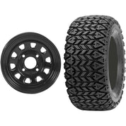Set of 2 Mounted Wheel and Tire Kit Wheel: 12x7 4+3 4/110 Tire: 25x10.5-12 4 Ply