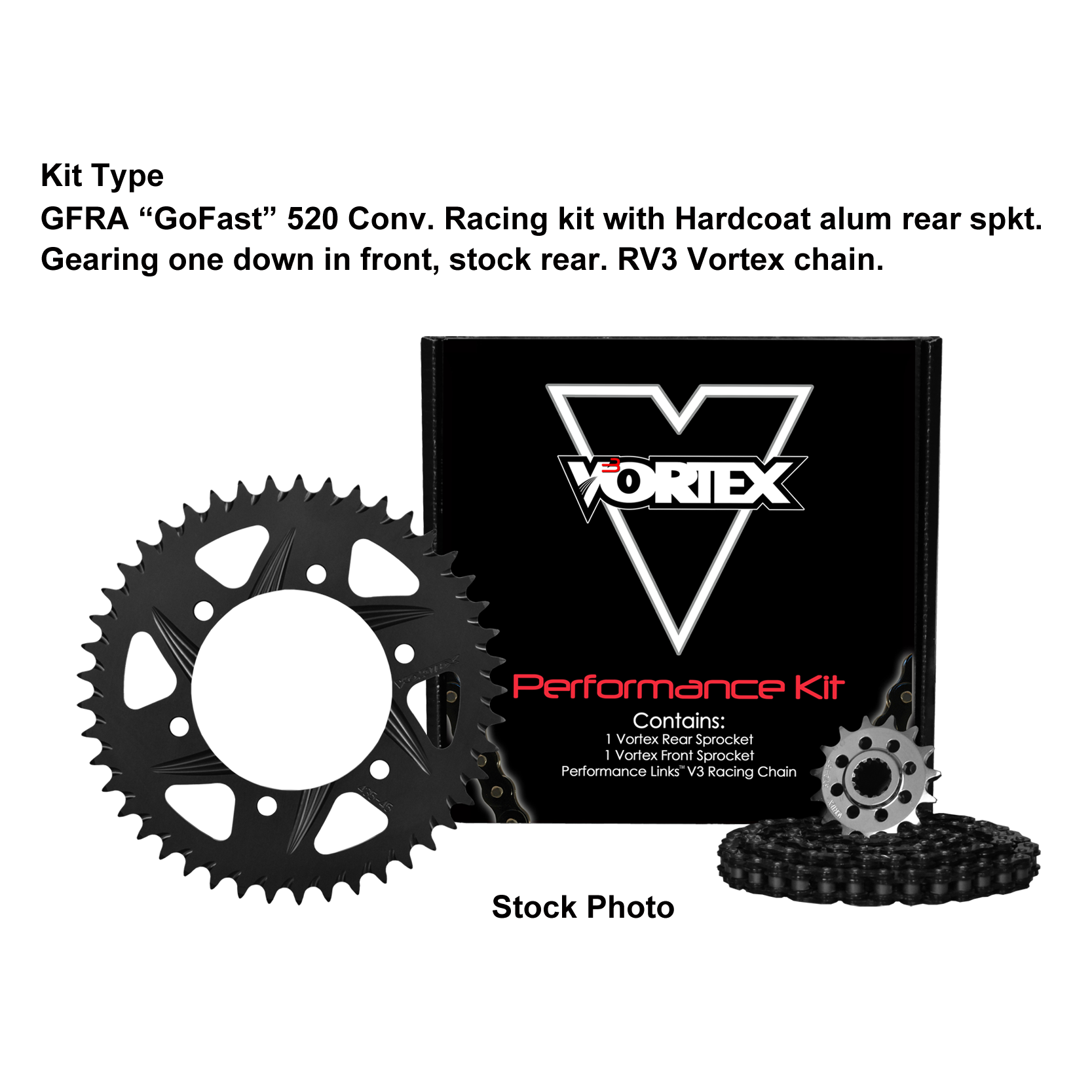 Vortex Black GFRA 520RX3-110 Chain and Sprocket Kit 16-41 Tooth - CK4243