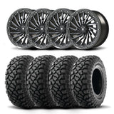 Juego de cuatro ruedas Bullite Blade de 14" grises y neumáticos Kenda K3204R Klever XT [30x10-14]