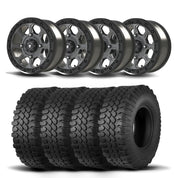 Set of Four Bullite Ruler Wheels 14" Gray And Kenda K576A Kongur Tires [30x10R-14]