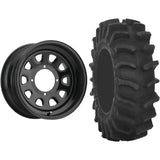 Set of 2 Mounted Wheel and Tire Kit Wheel: 14x7 5+2 4/110 Tire: 28x9.5-14 8 Ply