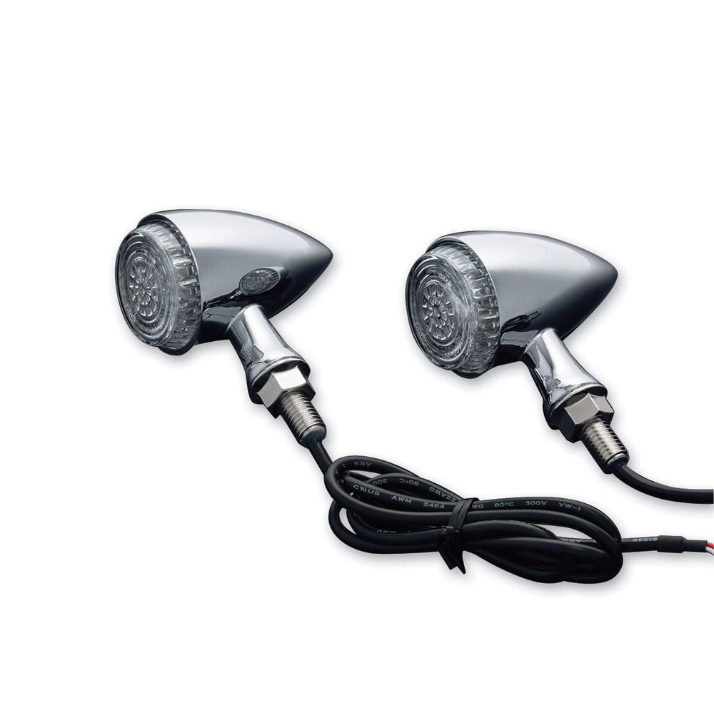 Kuryakyn Chrome Rear Torpedo LED Turn Signal Indicator Lights Set Harley Scout