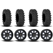 System 3 ST-4 Aluminum Gloss Black/Blue 20" Wheels And XM310 Extreme Mud Tires [34x9-20]