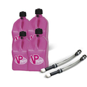 VP Racing 4 Pack Pink 5.5 Gallon Square Utility Jugs + 2 Deluxe Fill Hoses