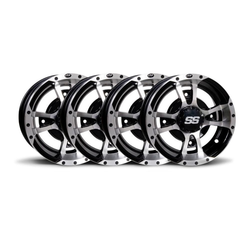 ITP Set of 4 SS112 Sport Wheel Black w/Machined 12X7 4/4 2+5