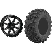 Set of 2 Mounted Wheel and Tire Kit Wheel: 14x7 4+3 4/156 Tire: 27x9-14 8 Ply
