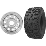 Set of 2 Mounted Wheel and Tire Kit Wheel: 12x7 4+3 4/156 Tire: 25x10-12 8 Ply