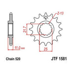 Piñón delantero de acero de 16 dientes para YAMAHA FZ6 de calle (2004-2008)