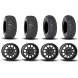 System 3 ST-5 Aluminum Matte Black 15" Wheels And SS360 Sand/Snow Tires [32x10-15] ,[32x12-15]