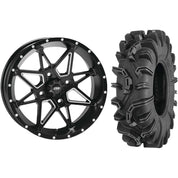 Set of 2 Mounted Wheel and Tire Kit Wheel: 14x7 2+5 4/110 Tire: 27x10-14 6 Ply