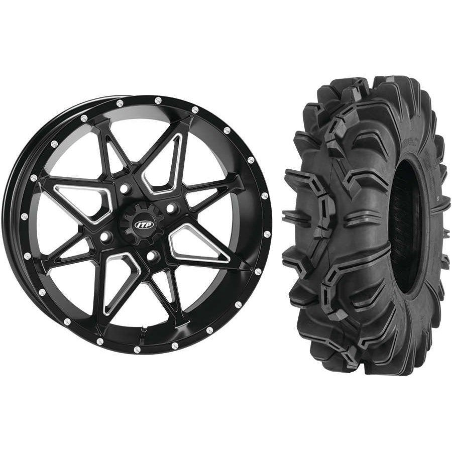 Set of 2 Mounted Wheel and Tire Kit Wheel: 14x7 2+5 4/110 Tire: 27x10-14 6 Ply