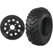 Set of 2 Mounted Wheel and Tire Kit Wheel: 12x7 5+2 4/110 Tire: 25x10-12 2 Ply