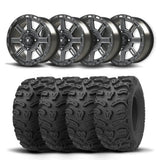 Set of Four Bullite Lancer Wheels 14" Black And Kenda K587 Bearclaw HTR Tires [26x11R-14]