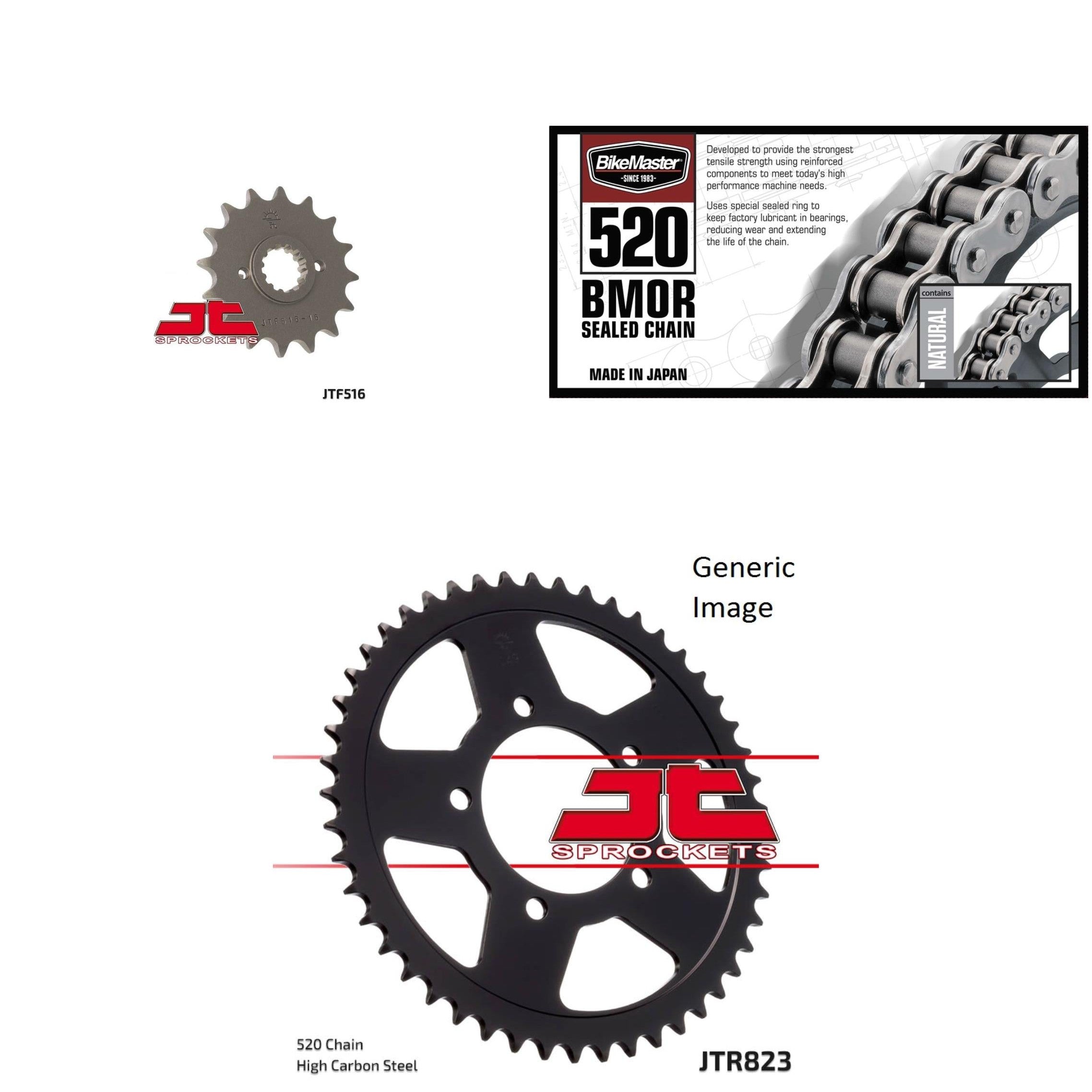 520 BMOR Chain Natural, Front & Rear Sprocket Kit for SUZUKI GS500F 2004-2010