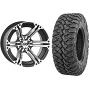 Set of 2 Mounted Wheel and Tire Kit Wheel: 12x7 2+5 4/110 Tire: 25x8-12 8 Ply